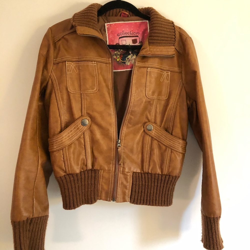 Brown Faux Leather Jacket Collections